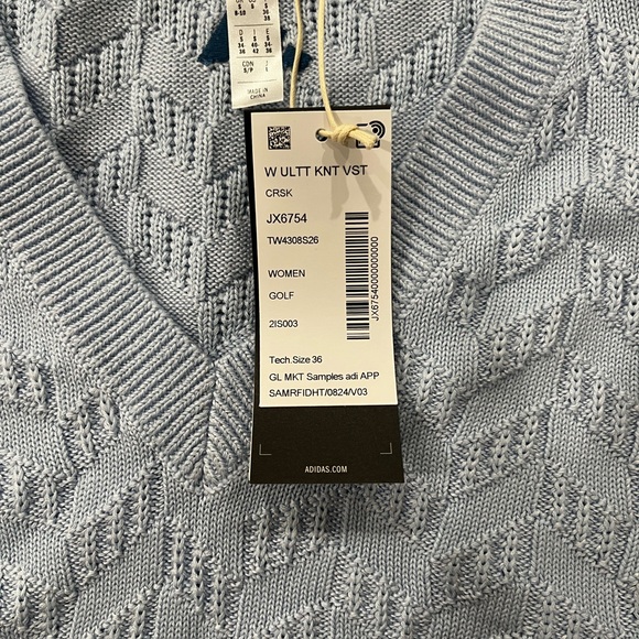 Adidas Golf Sky Blue Textured Knit Vest - Picture 2 of 4